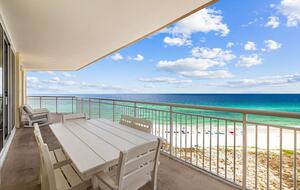 6 seats at the patio table and 4 extra chairs to accommodate