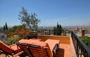 Garden perch for chaise lounge chair sunning with views