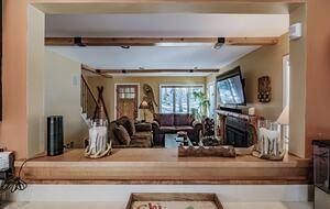 Kitchen view into living area