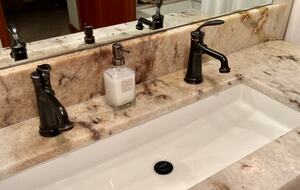 Primary Bath with Quartzite and Oil rubbed bronze