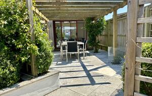 Pergola with seating for 8 outside the Garden Office/studio