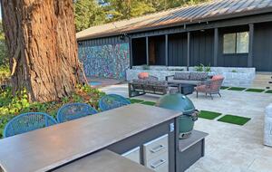 Outdoor kitchen with bar area