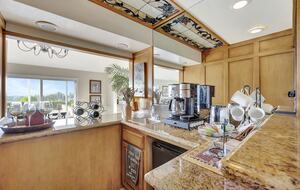 Coffee/tea and wine bar w/mini frig off of dining area.