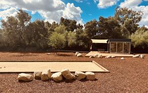Bocce + Library with epic views from backyard