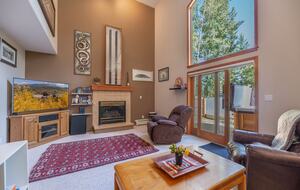 Living Space walk out to hot tub, gas fire