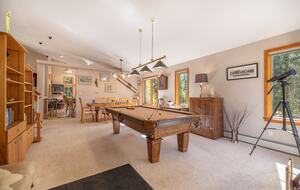 Pool table looking towards dinning table