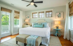 2nd Floor Primary King Bed with Access to Front Porch