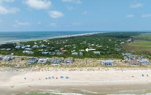 Drone view looking Westward at Island