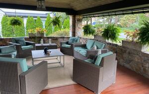 Iconic saratoga porch for coffee and cocktails