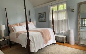 Front Queen bedroom with historic ceiling