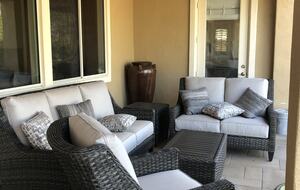 Comfy seating on patio