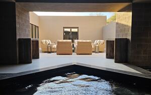 Fountain and courtyard patio