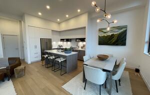 Dining area with extension table that seats 10 people