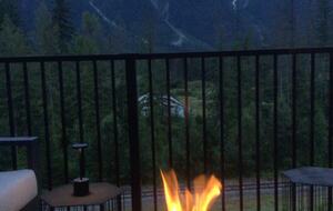 Fire pit for evenings on the deck