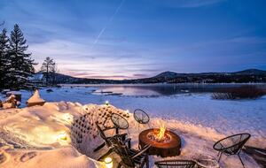 Shared outdoor fire pit area with panoramic views & sunsets