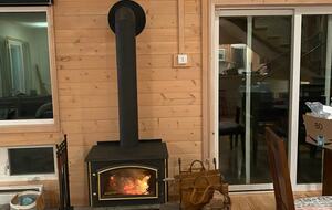 Wood burning stove in the living room