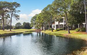 Lake and golf course view from the home. Fishing is permitted.