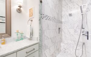 Downstairs shower dual shower heads