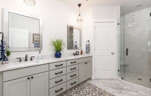 Double vanities in the upstairs primary bedroom
