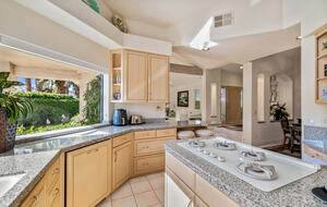 Kitchen with views of mountain range
