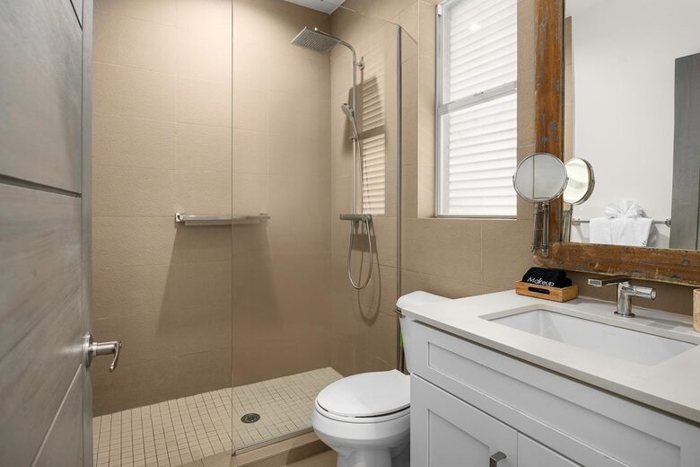Private guest suite bathroom and shower