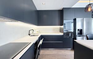 oven, microwave, refrigerator and dishwasher