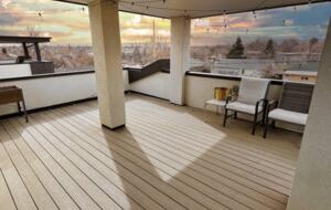 Rooftop terrace with mountain views