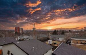 Rooftop terrace with mountain views