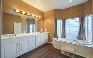 Master bathroom tub and double sinks