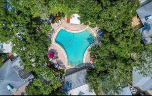 Arial photo of community pool.