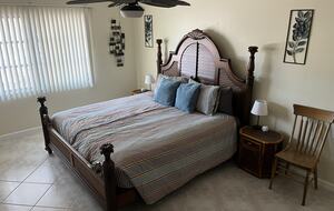 Master bedroom's king bed.