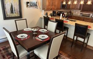 Table expands to easily seat 6 if bench is utilized