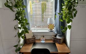 The Rainbow room's desk area & egress window