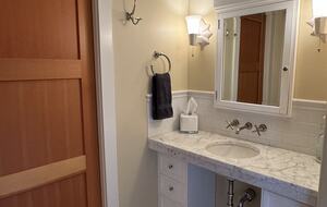 One of the 3 sinks in the upstairs bath area