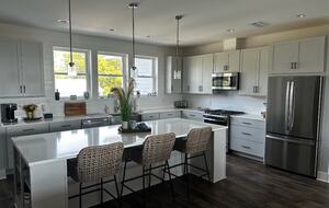 Kitchen connecting to main living area