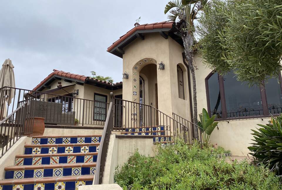 One flight of stairs up to the front door