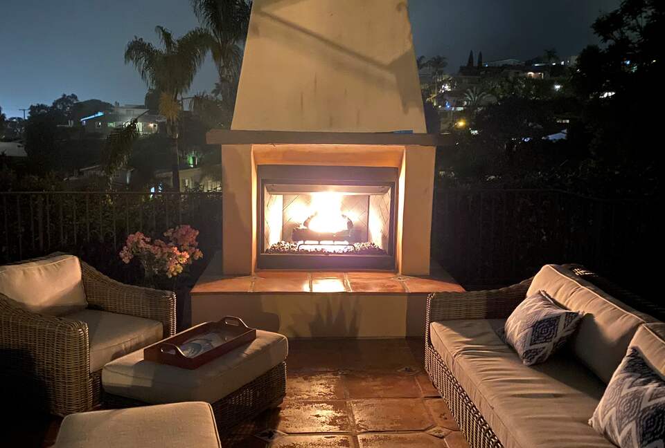 Front patio gas fireplace