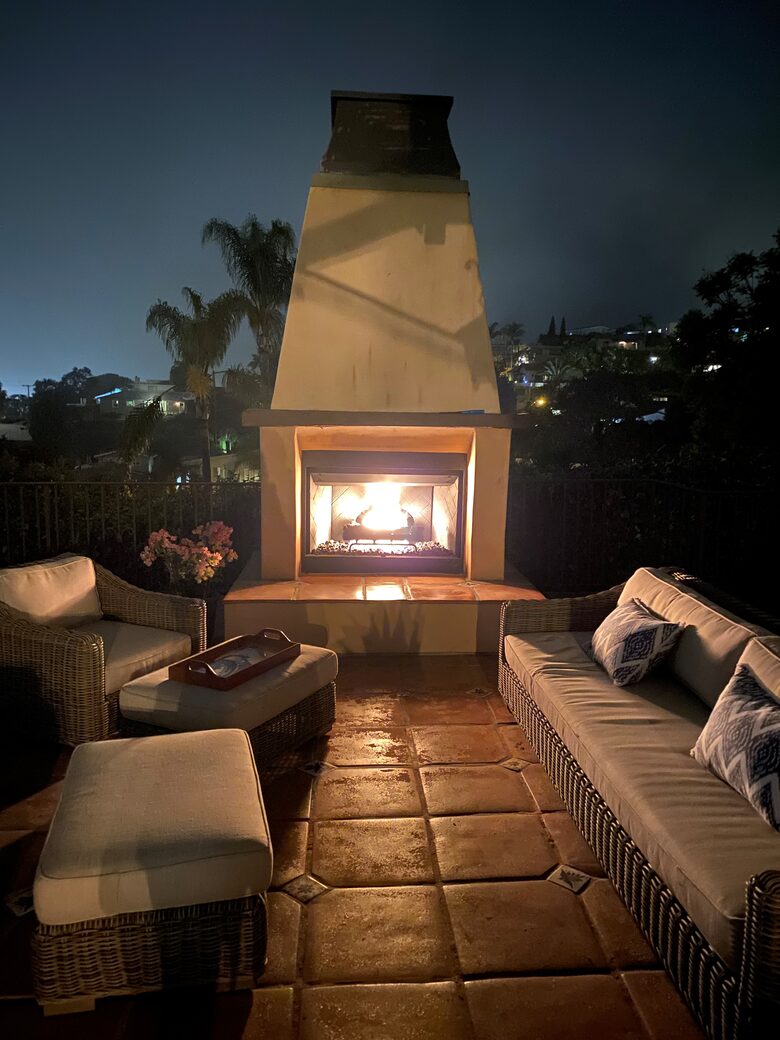 Front patio gas fireplace