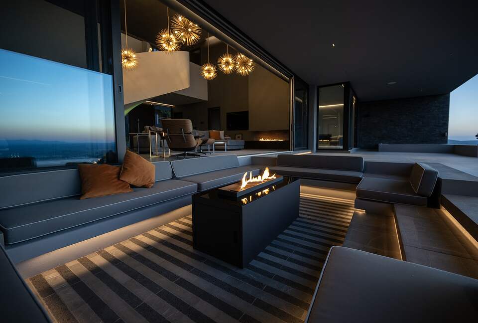 Outdoor Terrace and Sunken Living Room