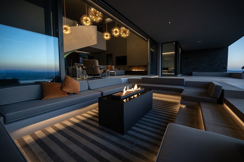 Outdoor Terrace and Sunken Living Room