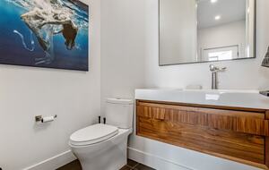 Main floor half bathroom off of mud room