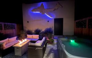 Backyard hot tub and space