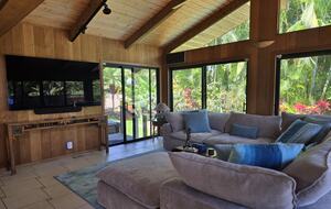 Living area with 85 inch Smart TV