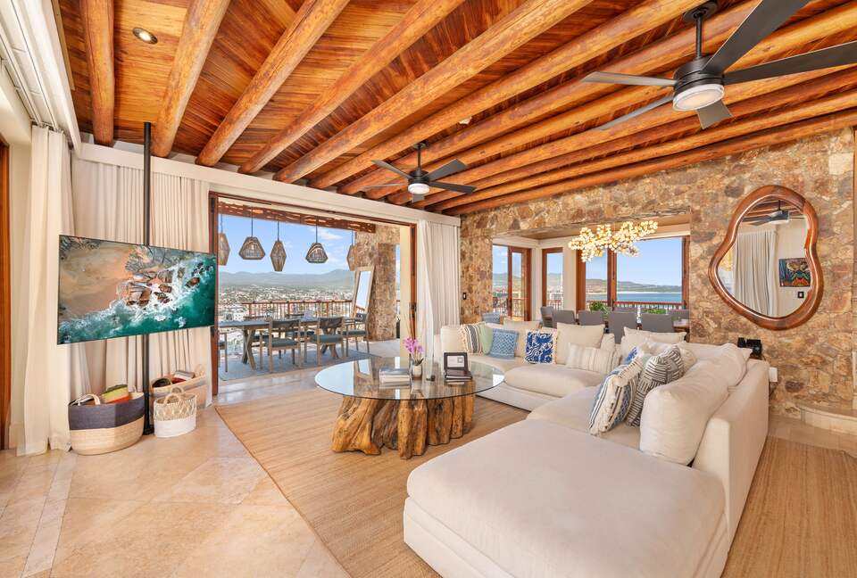 Living room with marina view