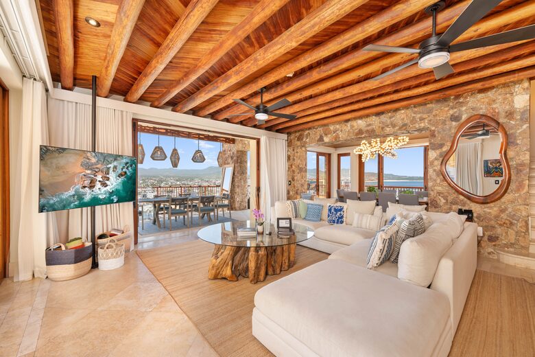 Living room with marina view
