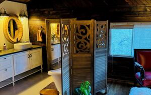 Primary bathroom on upper level