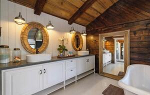 Primary bathroom on upper level