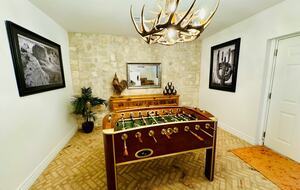 Foosball table on lower level