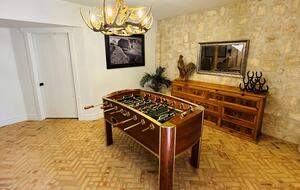 Foosball table on lower level