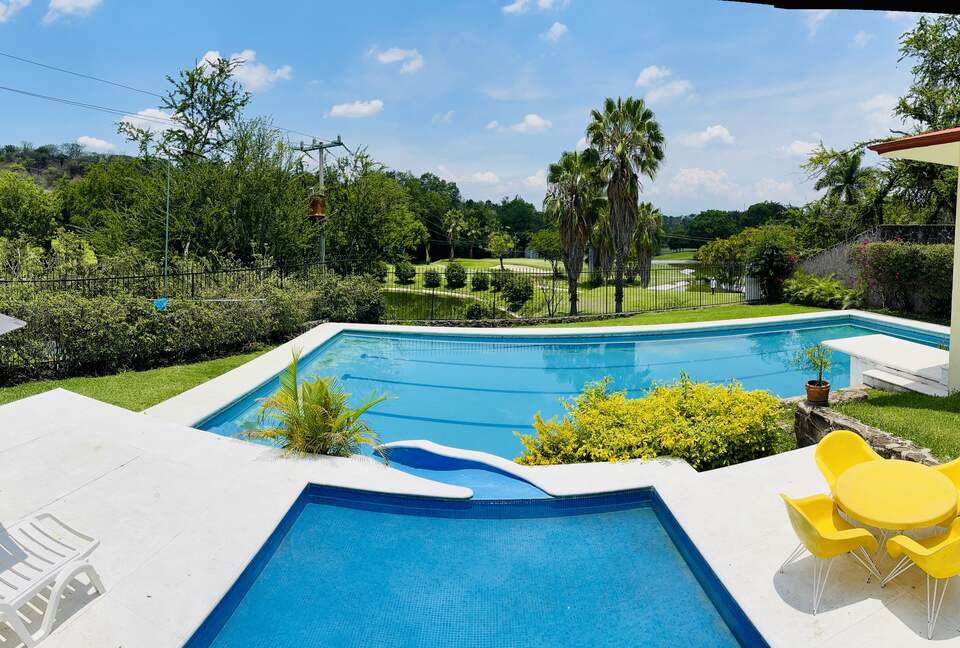 Balcony with golf course views